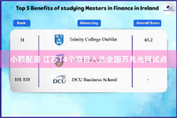 小额配资 江苏14个项目入选全国万兆光网试点