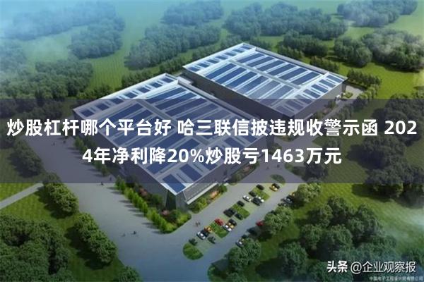 炒股杠杆哪个平台好 哈三联信披违规收警示函 2024年净利降20%炒股亏1463万元