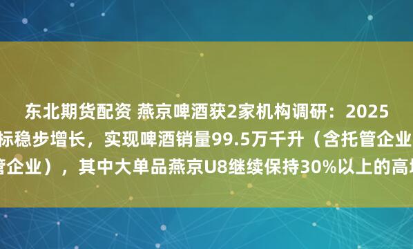 东北期货配资 燕京啤酒获2家机构调研：2025年一季度，公司各项指标稳步增长，实现啤酒销量99.5万千升（含托管企业），其中大单品燕京U8继续保持30%以上的高增速（附调研问答）
