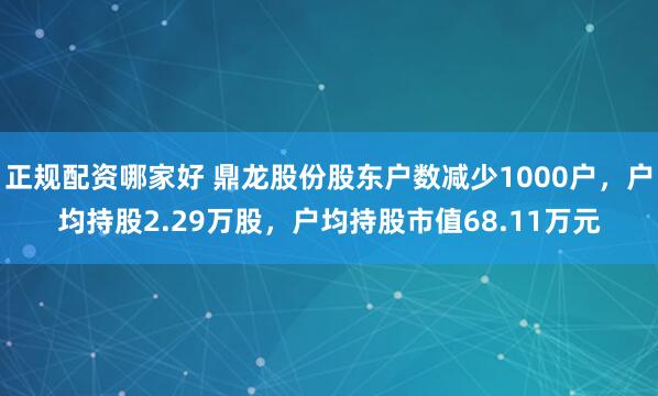 正规配资哪家好 鼎龙股份股东户数减少1000户，户均持股2.29万股，户均持股市值68.11万元