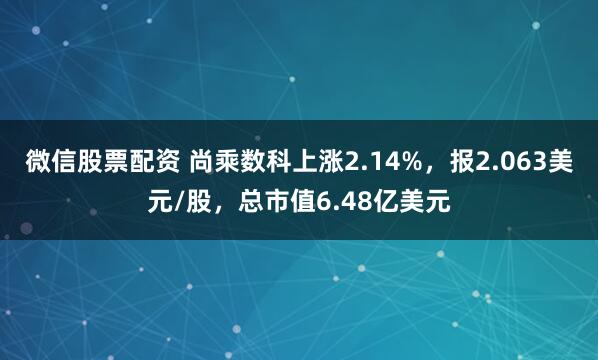 微信股票配资 尚乘数科上涨2.14%，报2.063美元/股，总市值6.48亿美元
