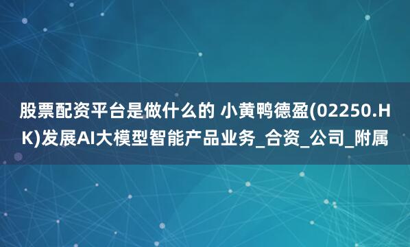 股票配资平台是做什么的 小黄鸭德盈(02250.HK)发展AI大模型智能产品业务_合资_公司_附属
