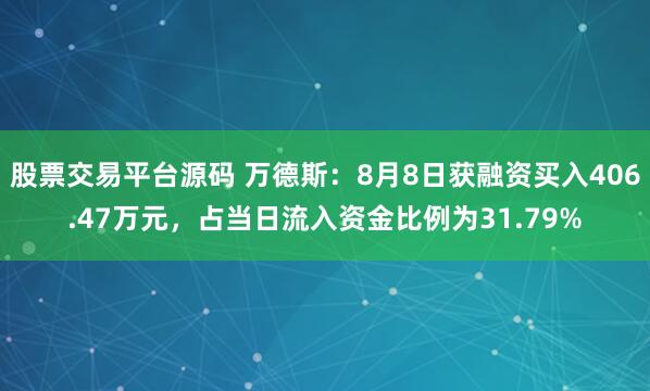 股票交易平台源码 万德斯：8月8日获融资买入406.47万元，占当日流入资金比例为31.79%