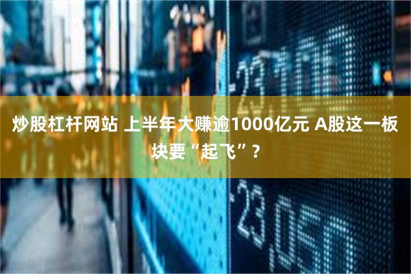 炒股杠杆网站 上半年大赚逾1000亿元 A股这一板块要“起飞”？