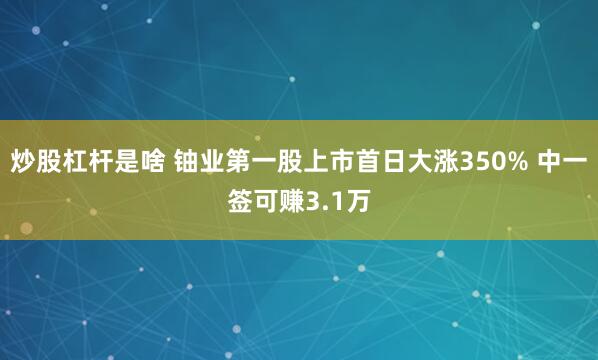炒股杠杆是啥 铀业第一股上市首日大涨350% 中一签可赚3.1万
