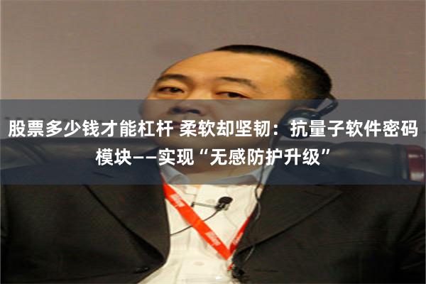 股票多少钱才能杠杆 柔软却坚韧：抗量子软件密码模块——实现“无感防护升级”