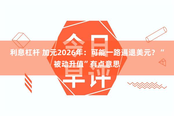 利息杠杆 加元2026年：可能一路逼退美元？“被动升值”有点意思