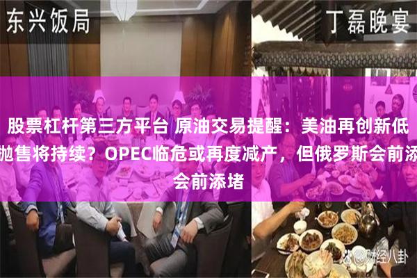 股票杠杆第三方平台 原油交易提醒：美油再创新低，抛售将持续？OPEC临危或再度减产，但俄罗斯会前添堵