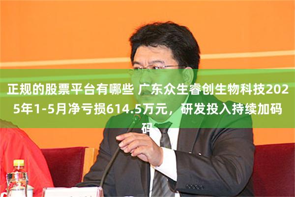 正规的股票平台有哪些 广东众生睿创生物科技2025年1-5月净亏损614.5万元，研发投入持续加码