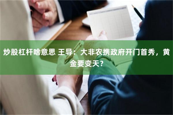 炒股杠杆啥意思 王导：大非农携政府开门首秀，黄金要变天？
