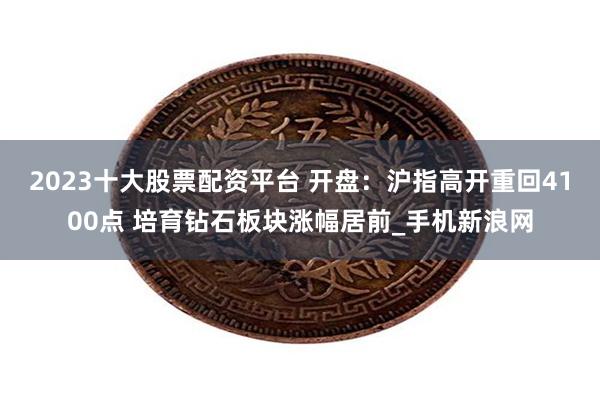 2023十大股票配资平台 开盘：沪指高开重回4100点 培育钻石板块涨幅居前_手机新浪网