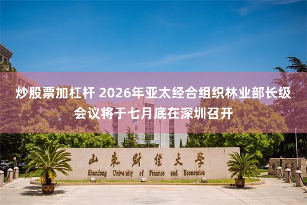 炒股票加杠杆 2026年亚太经合组织林业部长级会议将于七月底在深圳召开
