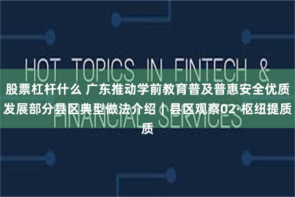 股票杠杆什么 广东推动学前教育普及普惠安全优质发展部分县区典型做法介绍｜县区观察02·枢纽提质