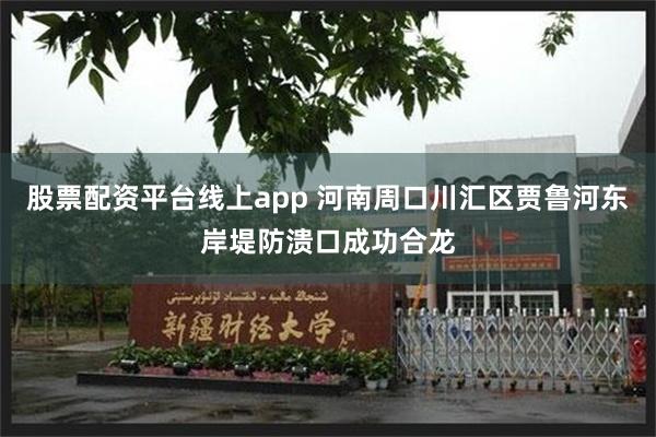 股票配资平台线上app 河南周口川汇区贾鲁河东岸堤防溃口成功合龙