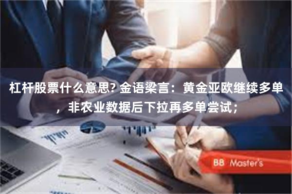 杠杆股票什么意思? 金语梁言：黄金亚欧继续多单，非农业数据后下拉再多单尝试；