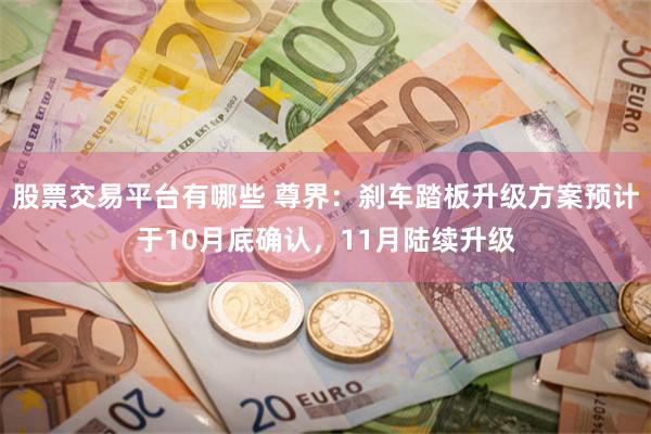 股票交易平台有哪些 尊界：刹车踏板升级方案预计于10月底确认，11月陆续升级