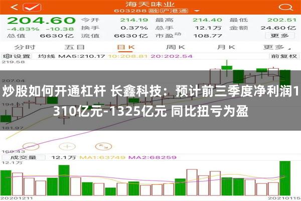 炒股如何开通杠杆 长鑫科技：预计前三季度净利润1310亿元-1325亿元 同比扭亏为盈